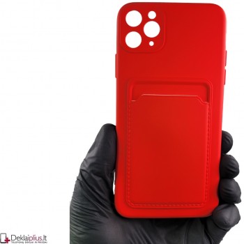 Švelnus silikoninis dėklas su kišenėle - raudonas (Apple Iphone 11 Pro Max)
